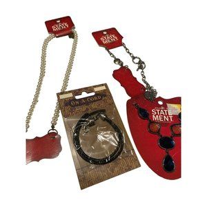 Lot of 4 jewelry making necklace bracelet lot pearl black metal leather silver